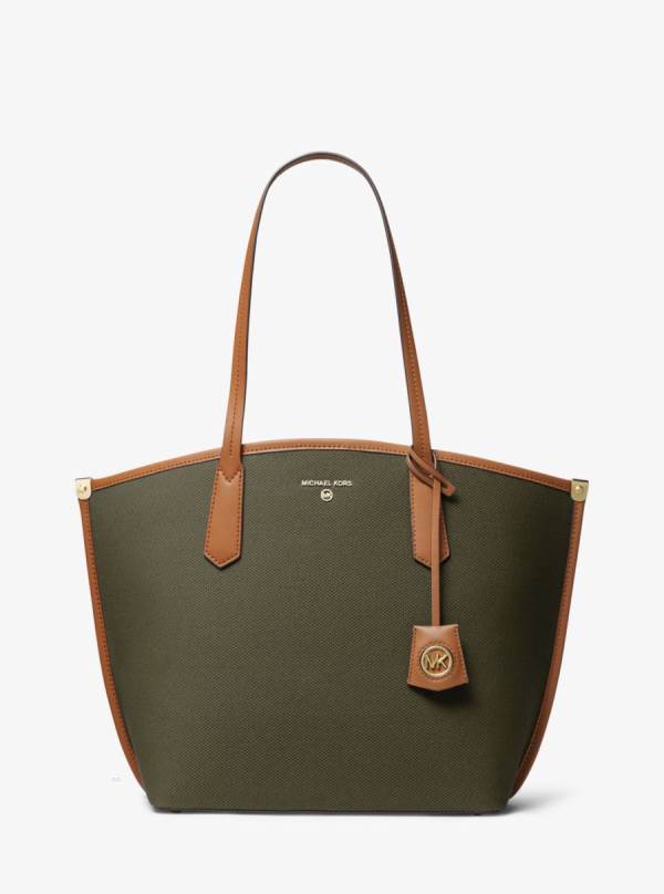 Damske Prenosná Taška Michael Kors Jane Large Cotton Canvas Olivovo Zelená - Kabelky Michael Kors Obchod | OPKZA-0239